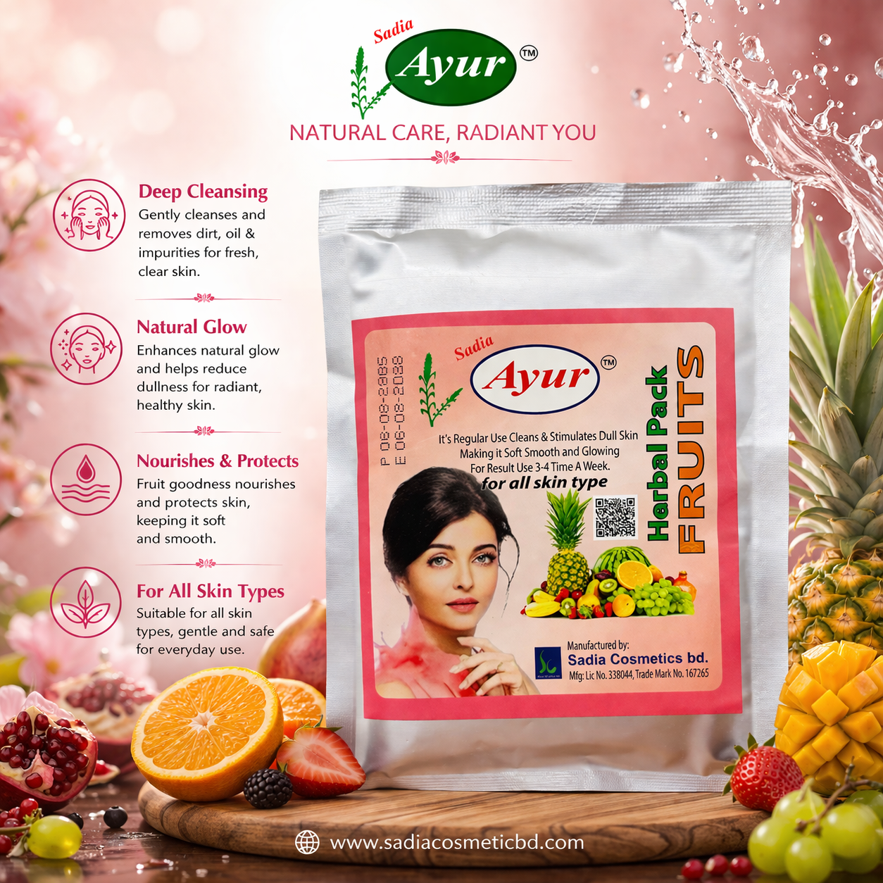 Sadia Ayur Herbal Pack | Fruits | Face Pack